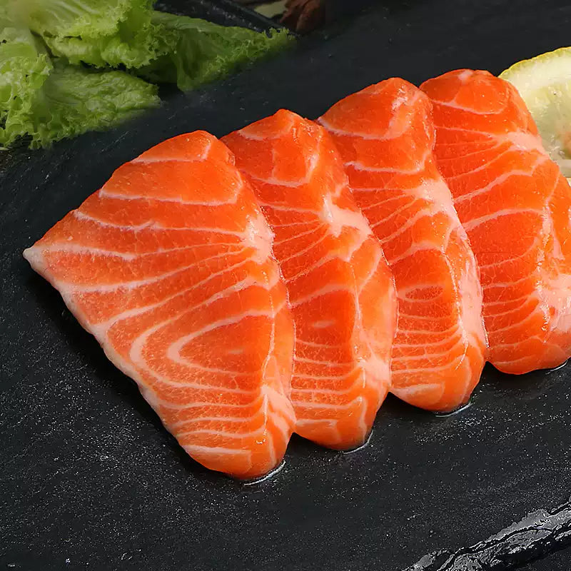 Bright, buttery salmon. Frozen the day it is cut.
